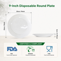 Assiette de service jetable en plastique robuste Hengyuan de 9 pouces - Assiette résistante au micro-ondes et au congélateur pour le camping, les mariages et les fêtes