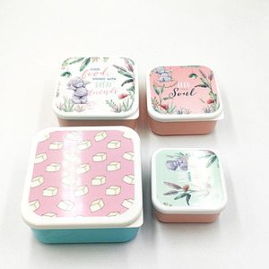 2023 New Arrival Manufacturer Price Plastic Bento Box Square Plastic Lunch Box Set Snack Box With Color Print