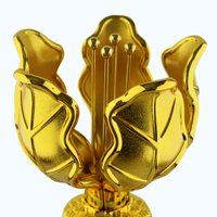 Ornements de fleurs en métal plaqué or 24 carats personnalisés avec base en cristal K9 vierge