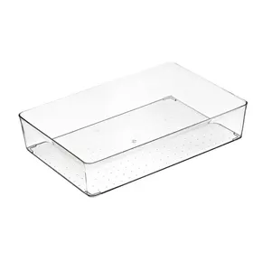 Transparent No Lid Plastic Drawer Organizer Box Clear Acrylic Storage Tray Divider for Cosmetics Bathroom Tools Kitchen Office