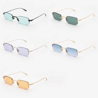 Lunettes de soleil sans monture Lmamba, design rectangulaire, métal, verres dégradés UV400, logo personnalisé, pour hommes et femmes