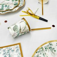 Vaisselle jetable de qualité supérieure DAMAI en feuilles d'eucalyptus pour mariage, anniversaire, fête du thé, dîner, gobelets en papier, serviettes, assiettes