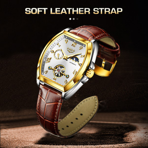 Reloj Mecánico Tourbillon para Hombre LIGE, Fase Lunar, Correa de Cuero Automática de 20 mm, Rectangular, Acero Inoxidable, Sin Resistencia al Agua, Luminoso - Product Image 5