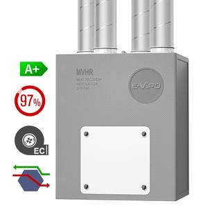 Système de ventilation ERV Unité de récupération de chaleur Efficacité 97% Économie d'énergie Utilisation résidentielle Ventilation d'air frais Récupérateur mural - Product Image 4
