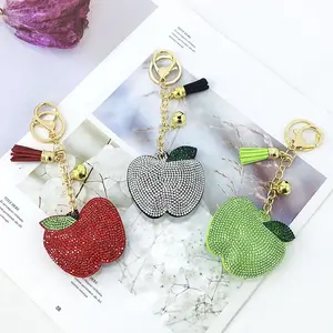 Kadınlar ve kızlar için anahtarlık çanta Charm sırt çantası aksesuarı sevimli Bling Rhinestone anahtarlık püskül anahtarlık hediye öğretmen anahtarlık