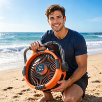 Nouveau modèle de ventilateur de camping de bureau avec écran LED, haute vitesse, moteur électrique sans balais contrôlé par application, batterie rechargeable 10000 mAh pour téléphone