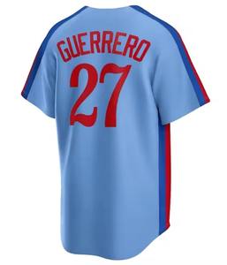 Camiseta de béisbol roja y azul personalizada, diseño de botón completo con parche de logotipo, ropa de equipo de talla grande transpirable de poliéster - Product Image 5