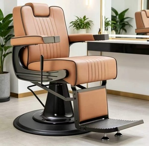 Contemporary Faux Leather Barber Chair with Adjustable Footrest Hydraulic Height Control Round Base Salon Furniture - Product Image 1
