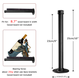 Pipe <strong>Brackets</strong> <strong>Black</strong> Heavy Duty Support Rustic Metal Steel Floating Mounting Cast Iron Industrial DIY <strong>Shelf</strong> Pipe Wall <strong>Bracket</strong> - Product Image 3
