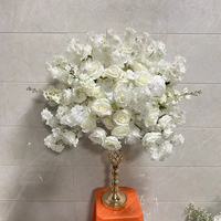 Arrangement floral artificiel RHD pour mariage, décoration de table en soie, centre de table rose rouge et blanc, boule de fleurs