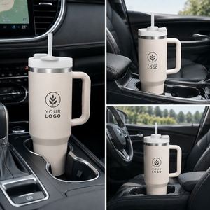 Custom logo 40 oz Double Wall Vacuum <b>Travel</b> Coffee <b>Mug</b> Wholesale Stainless Steel 30oz 40oz Outdoor Tumbler <b>with</b> <b>Handle</b> and Straw - Product Image 2