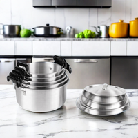Vente chaude 24 cm Cuisine Marmite Argent Ustensiles De Cuisine Marmite Cuisinière À Gaz En Aluminium Antiadhésif Marmite À Soupe
