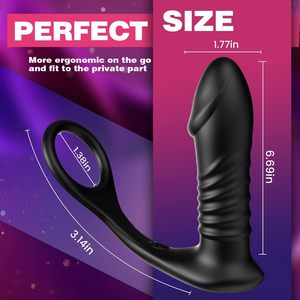 Thrusting hậu môn Vibrator với dày Penis Ring,Vibrating & Telescopic tuyến tiền liệt Massager - Product Image 5