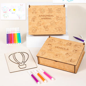 Kit <span class=keywords><strong>de</strong></span> <span class=keywords><strong>dessin</strong></span> avec conteneur en bois : Animaux mignons, dinosaures, insectes, créatures marines, peinture, comment dessiner n'importe quoi - Product Image 2