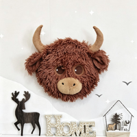 Peluche géante personnalisée tête de renne, vache des Highlands, ours en fausse fourrure, jouet animal à suspendre au mur pour décoration de fête de Noël