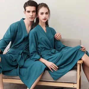 Neue design waffel stoff hohe qualität luxus bademantel frauen spa dusche robe persönliche bademäntel für männer