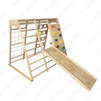 Structure de jeu en bois pour tout-petits, type jungle gym, avec mur d'escalade et échelle suédoise, pour intérieur et extérieur