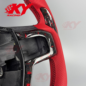 Volant personnalisé en cuir rouge et fibre de carbone pour Ford F-150 F150 Shelby Raptor R Ranger F250 F350 F450 Accessoires de voiture - Product Image 3