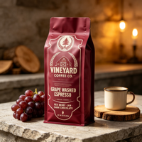 Sachet de café professionnel personnalisé imprimé en héliogravure, fond plat, huit soudures latérales, valve anti-humidité, haute qualité pour l'alimentation