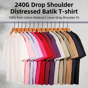 เสื้อยืดลำลองผ้าฝ้ายคุณภาพสูงสีชมพู 100% 240 แกรม ลายบาติกแบบทำเก่า  สำหรับผู้ชาย สกรีนโลโก้ได้ตามสั่ง  แบบยูนิเซ็กส์ - Product Image 4