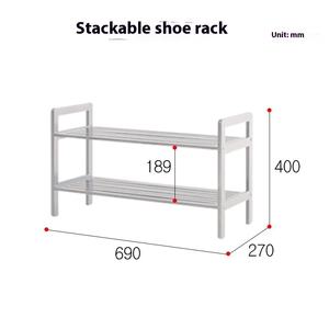 رف تخزين تراص مدمج متعدد الوظائف للمداخل ، رف أحذية متعدد الطبقات بتصميم بسيط - Product Image 2
