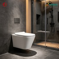 WC suspendu en céramique de luxe européen avec chasse d'eau Tornado et double chasse, équipement sanitaire
