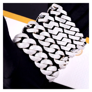 Real Gold Plated Heavy Weight 20mm 22mm Wide <b>Iced</b> <b>Out</b> Moissanite Diamonds Silver Cuban <b>Chain</b> Bracelets for Mens HipHop Jewelry - Product Image 1