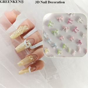 10 pièces/sac nouveaux accessoires pour ongles coréens japonais Macarons multicolores arc breloques pour ongles avec perle douce strass pour ongles - Product Image 1