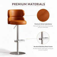 Tabouret de bar de luxe en acier inoxydable, pivotant, hauteur réglable, chaise de comptoir design pour îlot de cuisine, réception, bureau à domicile