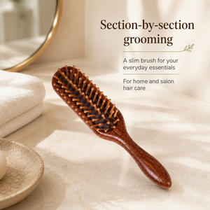 Schlanke Holz-Haarbürste mit Bambusstiften zum Entwirren, Kopfhautmassage, Täglicher Pflege, Salon und Heimgebrauch, Haarpflege mit Eigenem Logo - Product Image 5