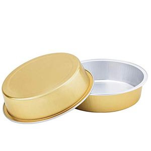 Conteneur à cupcakes en aluminium personnalisé en gros, 215 ml, 7,2 oz, mini moule à gâteau rond en aluminium résistant à la chaleur avec couvercles - Product Image 1
