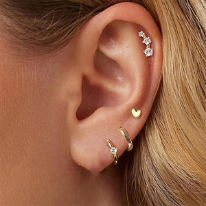 Juego de Aretes de Plata de Ley S925 con Forma Geométrica de Marquesa, Rombo y U, con Circonitas Cúbicas, para Uso Diario, para Mujer - Product Image 3