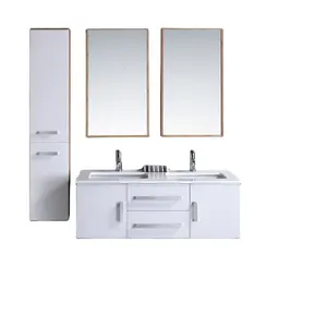 factory direct wholesale cheap modern mdf pvc plywood painting lacquer Wall hung Bathroom Vanity Cabinet with sink basin mirror