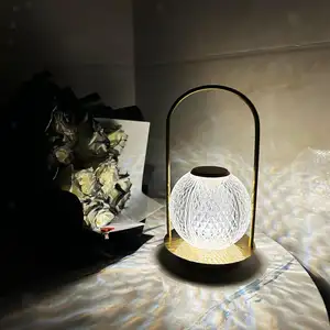 modern luxury decorative touch sensor portable USB dimmable charging table lamp desk style lantern
