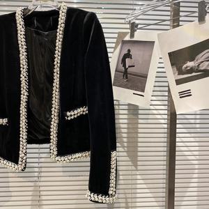 OUDINA New Heavy Industry Pearl Chaquetas y abrigo para <span class=keywords><strong>mujer</strong></span> <span class=keywords><strong>2022</strong></span> Blazer <span class=keywords><strong>Abrigos</strong></span> de terciopelo para damas - Product Image 6