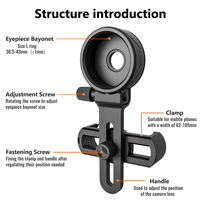 Adaptateur universel SECOZOOM en métal noir multifonctionnel pour téléphone, pour lunette astronomique, jumelles et monoculaire