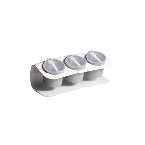 Contenedor de Plástico para Condimentos, Utensilio de Cocina, Juego de Cajas de Almacenamiento de Especias <span class=keywords><strong>3</strong></span> en 1, Salero y Pimentero con Tapa y Cuchara, Tarro de Sal para Sazonar - Product Image 1