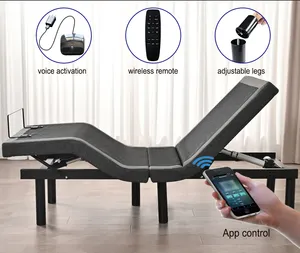 Voice Control Multi-functional Split King Folding Electric Adjustable Bed with USB and LED Light