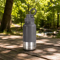 Bouteille d'eau de voyage pour chien avec bol, 3 en 1, en acier inoxydable à double paroi, isolée, 32 oz, avec couvercles magnétiques personnalisés