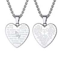 Collar Religioso de Acero Inoxidable para Hombre, Joyería con Versículo Bíblico, Collares con Corazón de Oración
