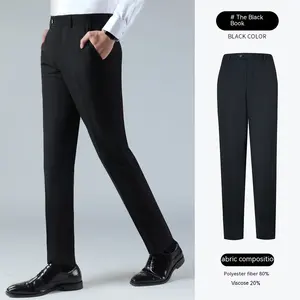 2023 vente en gros hommes mode robe <span class=keywords><strong>costume</strong></span> décontracté droit vers le bas <span class=keywords><strong>bleu</strong></span> <span class=keywords><strong>marine</strong></span> noir recadrée haute qualité pantalons d'affaires - Product Image 1