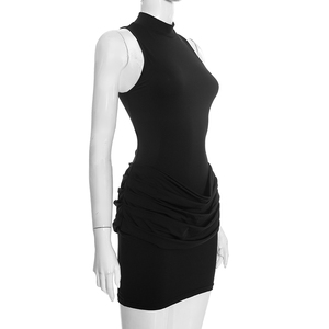 Viviblook C25DS420 Vestidos de noche para mujer, vestido de fiesta corto sin mangas con volantes - Product Image 3