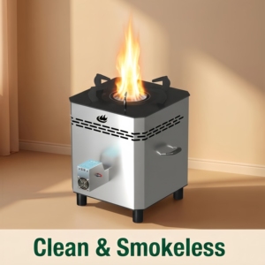 Caminetto compatto <span class=keywords><strong>a</strong></span> <span class=keywords><strong>legna</strong></span> autoportante in acciaio inox 304 senza fumo per riscaldamento di piccoli appartamenti - Product Image 2
