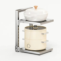 Élégant support de rangement multi-niveaux en acier pour casseroles, organisateur de cuisine double face pour comptoir et sous évier