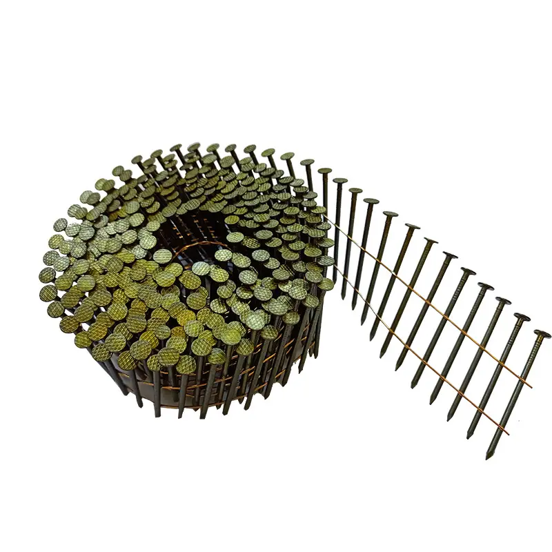 Clavos de enmarcado de bobina, vástago de anillo HDG de 3-1/4 pulgadas x .120x15 grados, cabeza redonda plana