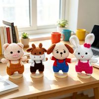 Poupées de Noël faites à la main en tricot, décorations de voiture et de bureau en fil tricoté