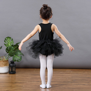 Jupe Tutu de Ballet pour enfants, couleur unie, noir, blanc, gris, rose, sans manches, vêtements de danse, gymnastique, jupe, léotard avec boutons, été - Product Image 3