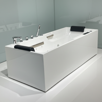 Baignoire double moderne en acrylique avec système de jets d'air et de remous, baignoire autoportante pour usage hôtelier, design écologique