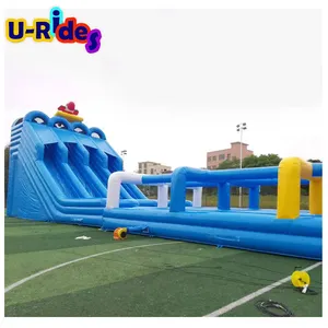 Bán buôn Combo Inflatable bouncy MOONWALK nhảy lâu đài Ba làn đường trượt nước với hồ bơi lớn trượt nước Inflatable và trượt