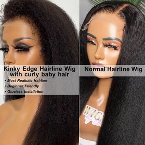 Nouvelles Perruques Cheveux Humains 4C Texturées pour Ligne de Cheveux, Cheveux de Bébé Bouclés, Bords Naturels, Perruques Frontales HD en Dentelle Invisible Effet Peau Fondue, Lisses Kinky Yaki - Product Image 4